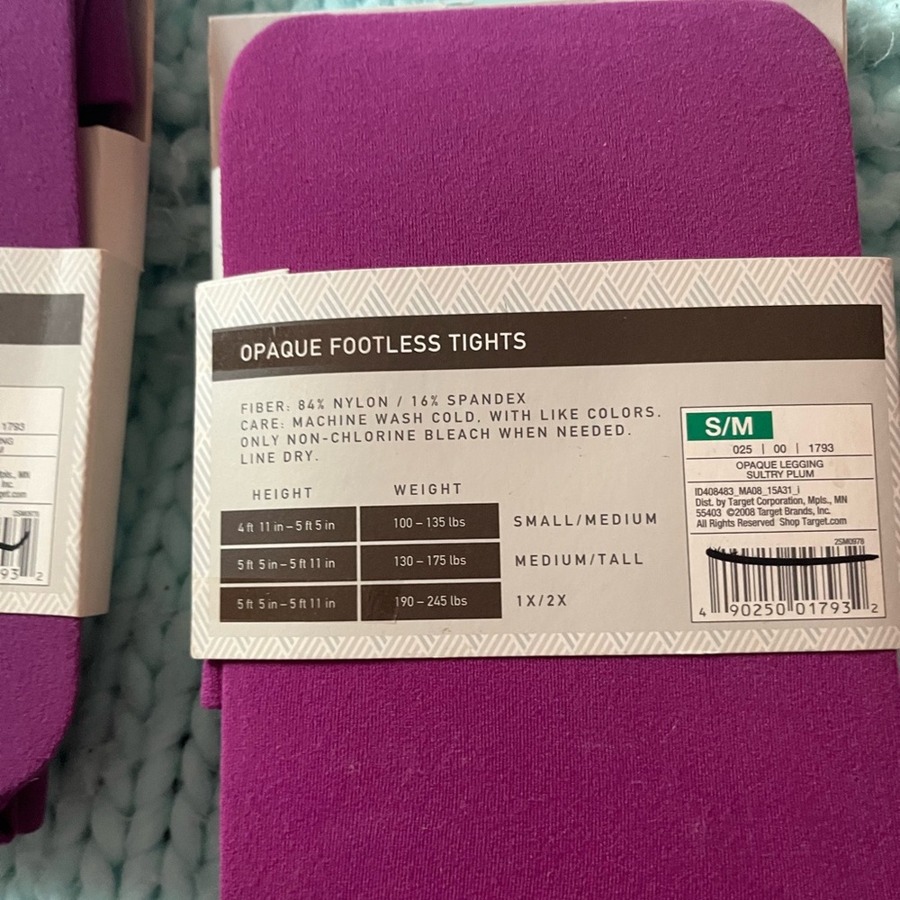 Merona Opaque Footless Tights — Purple (S/M) - Picture 7 of 7